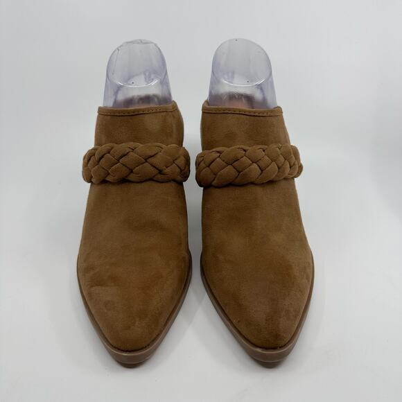 Universal Thread Avis Mules Block Heel Pointed Toe Suede Cognac Womens Size 11 - Picture 2 of 6